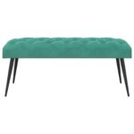 vidaXL Lavica s gombíkovým prešívaním Tyrkysová 110 x 40 x 46 cm Zamat – Obrázok 3