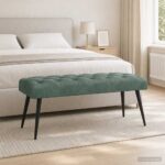 vidaXL Lavica s gombíkovým prešívaním Morská zelená 110 x 40 x 46 cm