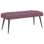 vidaXL Lavica s gombíkovým prešívaním Fialová 110 x 40 x 46 cm Zamat – Obrázok 2