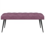 vidaXL Lavica s gombíkovým prešívaním Fialová 110 x 40 x 46 cm Zamat – Obrázok 3