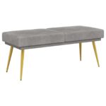 vidaXL Dvojvrstvová lavica Svetlosivá 120 x 45 x 46 cm Zamat – Obrázok 2