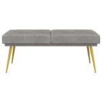 vidaXL Dvojvrstvová lavica Svetlosivá 120 x 45 x 46 cm Zamat – Obrázok 3