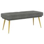vidaXL Dvojvrstvová lavica Tmavosivá 120 x 45 x 46 cm Zamat – Obrázok 2