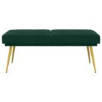 vidaXL Dvojvrstvová lavica Tmavozelená 120 x 45 x 46 cm Zamat – Obrázok 3