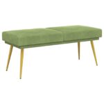 vidaXL Dvojvrstvová lavica Svetlo zelená 120 x 45 x 46 cm Zamat – Obrázok 2
