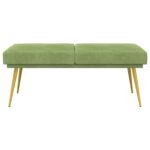 vidaXL Dvojvrstvová lavica Svetlo zelená 120 x 45 x 46 cm Zamat – Obrázok 3