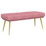 vidaXL Dvojvrstvová lavica Ružová 120 x 45 x 46 cm Zamat – Obrázok 2
