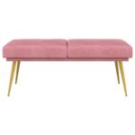 vidaXL Dvojvrstvová lavica Ružová 120 x 45 x 46 cm Zamat – Obrázok 3