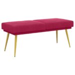 vidaXL Dvojvrstvová lavica Víno červené 120 x 45 x 46 cm Zamat – Obrázok 2