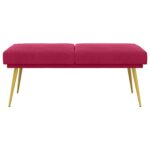 vidaXL Dvojvrstvová lavica Víno červené 120 x 45 x 46 cm Zamat – Obrázok 3