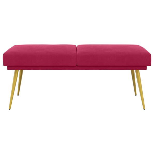 vidaXL Dvojvrstvová lavica Víno červené 120 x 45 x 46 cm Zamat – Obrázok 3