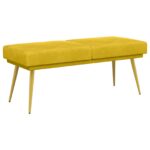 vidaXL Dvojvrstvová lavica Žltá 120 x 45 x 46 cm Zamat – Obrázok 2