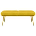 vidaXL Dvojvrstvová lavica Žltá 120 x 45 x 46 cm Zamat – Obrázok 3