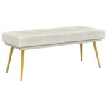 vidaXL Dvojvrstvová lavica Krémová 120 x 45 x 46 cm Zamat – Obrázok 2