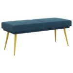vidaXL Dvojvrstvová lavica Modrá 120 x 45 x 46 cm Zamat – Obrázok 2