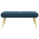 vidaXL Dvojvrstvová lavica Modrá 120 x 45 x 46 cm Zamat – Obrázok 3
