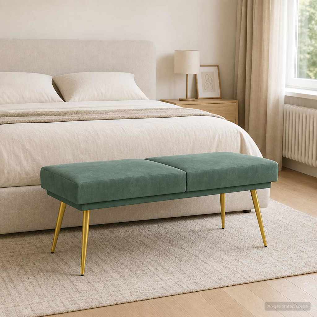 42038596_1.jpg vidaXL Dvojvrstvová lavica Morská zelená 120 x 45 x 46 cm Zamat – Obrázok 1