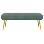 vidaXL Dvojvrstvová lavica Morská zelená 120 x 45 x 46 cm Zamat – Obrázok 3