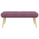 vidaXL Dvojvrstvová lavica Fialová 120 x 45 x 46 cm Zamat – Obrázok 3