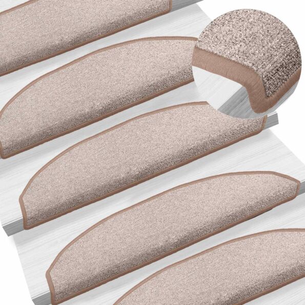 vidaXL Samolepiace schodové rohože Polkruh 15 pcs Svetlohnedá – Obrázok 2