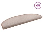 vidaXL Samolepiace schodové rohože Polkruh 15 pcs Svetlohnedá – Obrázok 3