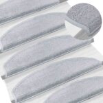 vidaXL Samolepiace schodové rohože Polkruh 15 pcs Svetlosivá – Obrázok 2
