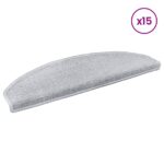 vidaXL Samolepiace schodové rohože Polkruh 15 pcs Svetlosivá – Obrázok 3