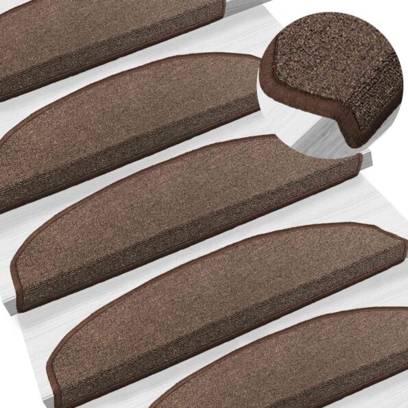 vidaXL Samolepiace schodové rohože Polkruh 15 pcs Kávová hnedá – Obrázok 2