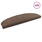vidaXL Samolepiace schodové rohože Polkruh 15 pcs Kávová hnedá – Obrázok 3