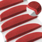 vidaXL Samolepiace schodové rohože 15 pcs Červená 80 x 24,5 x 3,5 cm – Obrázok 2