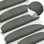 vidaXL Samolepiace schodové rohože Polkruh 15 pcs Tmavozelená – Obrázok 2