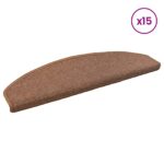 vidaXL Samolepiace schodové rohože 15 pcs Hnedá 80 x 24,5 x 3,5 cm – Obrázok 3