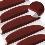 vidaXL Samolepiace schodové rohože Polkruh 15 pcs Bordeaux červená – Obrázok 2
