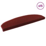 vidaXL Samolepiace schodové rohože Polkruh 15 pcs Bordeaux červená – Obrázok 3