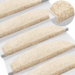 vidaXL Samolepiace schodové rohože Polkruh 15 pcs Svetlohnedá – Obrázok 2