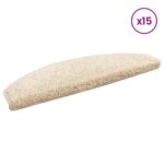vidaXL Samolepiace schodové rohože Polkruh 15 pcs Svetlohnedá – Obrázok 3