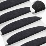 vidaXL Samolepiace schodové rohože 15 pcs Čierna 80 x 24,5 x 3,5 cm – Obrázok 2
