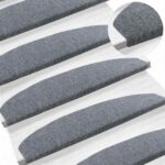 vidaXL Samolepiace schodové rohože Polkruh 15 pcs Svetlosivá – Obrázok 2