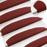 vidaXL Samolepiace schodové rohože Polkruh 15 pcs Bordeaux červená – Obrázok 2