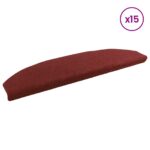 vidaXL Samolepiace schodové rohože Polkruh 15 pcs Bordeaux červená – Obrázok 3
