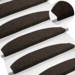 vidaXL Samolepiace schodové rohože Polkruh 15 pcs Tmavohnedá – Obrázok 2