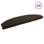 vidaXL Samolepiace schodové rohože Polkruh 15 pcs Tmavohnedá – Obrázok 3