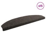 vidaXL Samolepiace schodové rohože Polkruh 15 pcs Antracitová – Obrázok 3