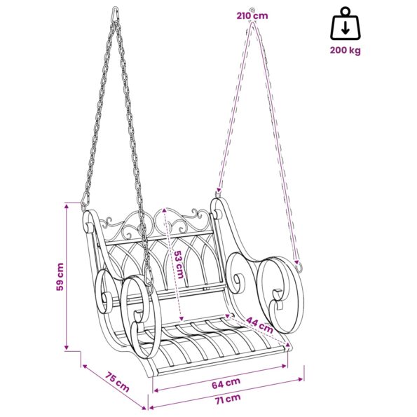 vidaXL Hojdací stôl Oceľ 71 x 75 x 59 cm Antická biela – Obrázok 7