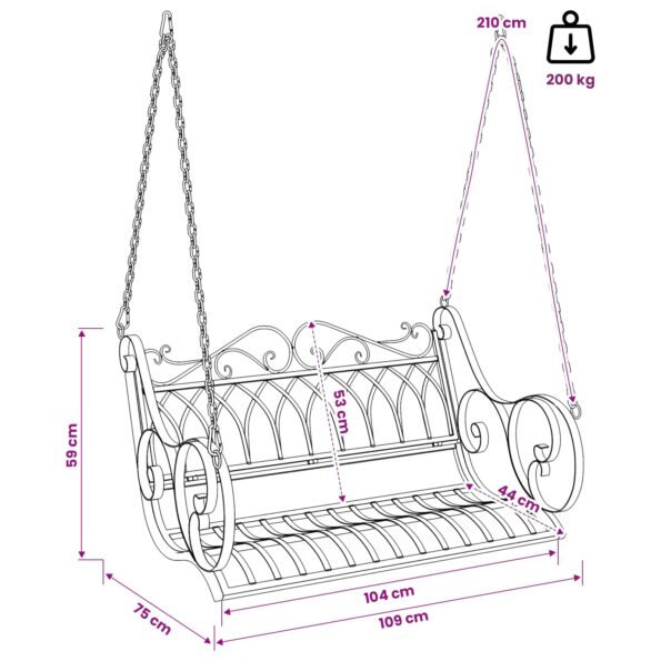 vidaXL Hojdací stôl Oceľ 109 x 75 x 59 cm Antická biela – Obrázok 7