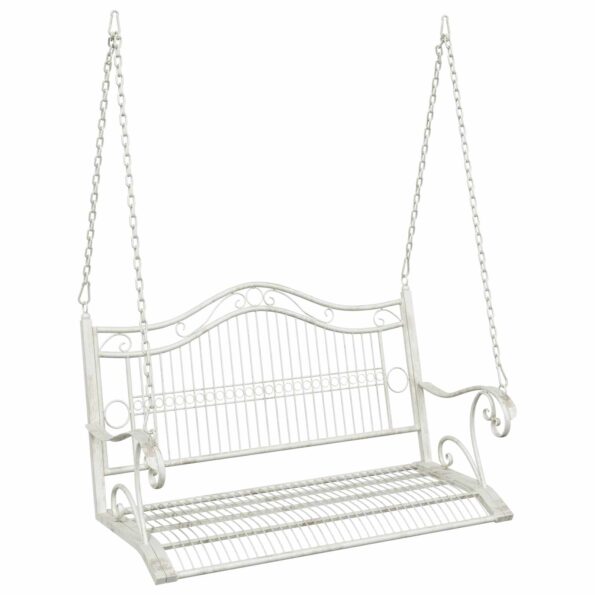 vidaXL Hojdací stôl Oceľ 115 x 61 x 63 cm Antická biela – Obrázok 2