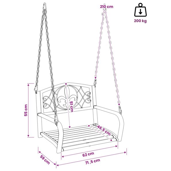 vidaXL Hojdací stôl Oceľ 71,5 x 59 x 55 cm Antická biela – Obrázok 7