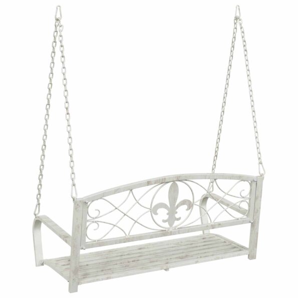 vidaXL Hojdací stôl Oceľ 110,5 x 59 x 55 cm Antická biela – Obrázok 5