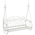 vidaXL Hojdací stôl Oceľ 112 x 60 x 126,5 cm Antická biela – Obrázok 2