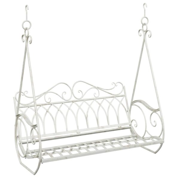 vidaXL Hojdací stôl Oceľ 112 x 60 x 126,5 cm Antická biela – Obrázok 2